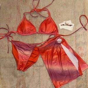 Jessica Simpson Orange and Pink Bikini Bottom